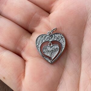 925 Sterling Silver Rembrandt "Mother/Daughter" Heart Pendant Charm